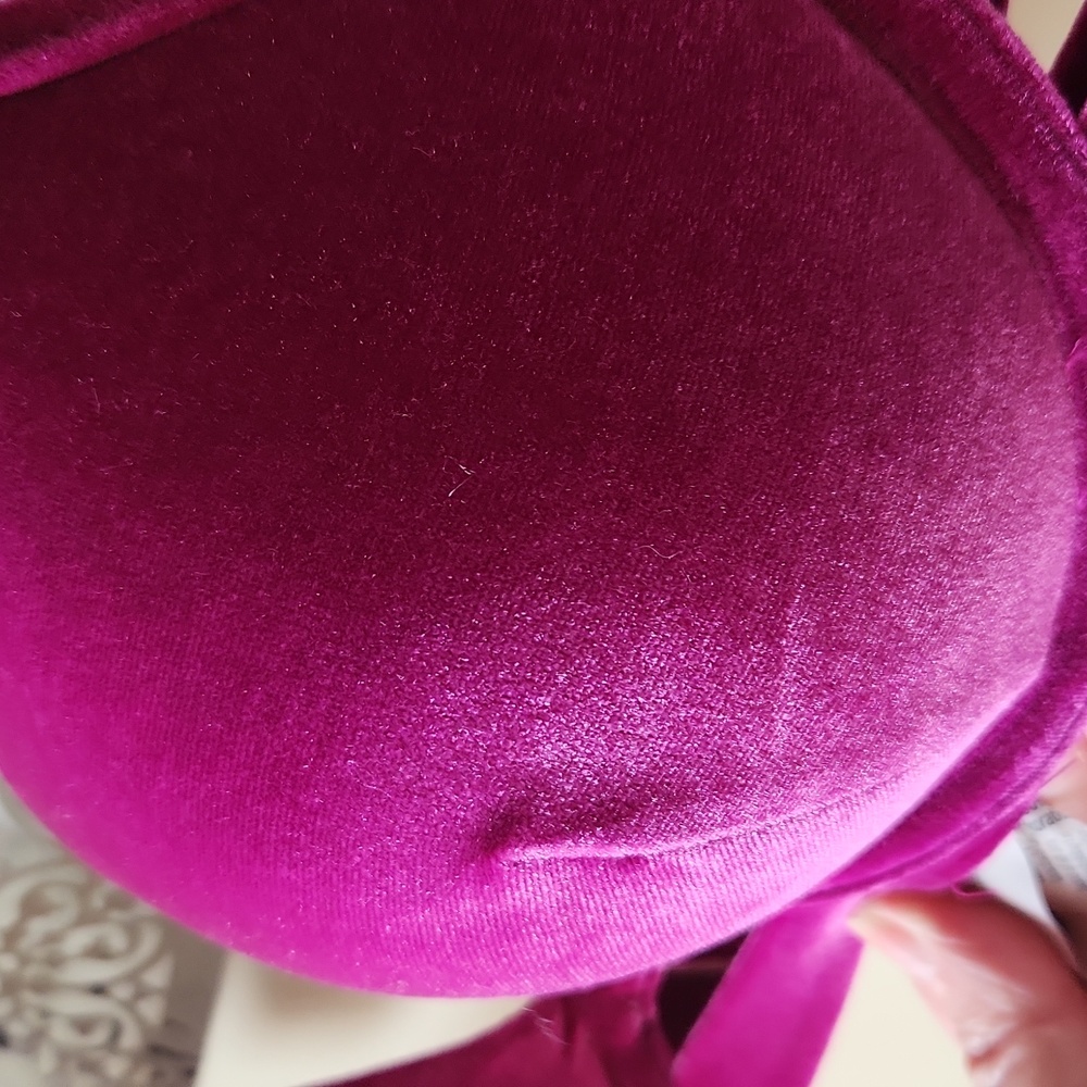 PINK Victoria’s Secret Velvet‎ bikini Top Push-up Fuschia sz S - Picture 6 of 14